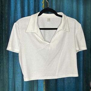 White collared crop top